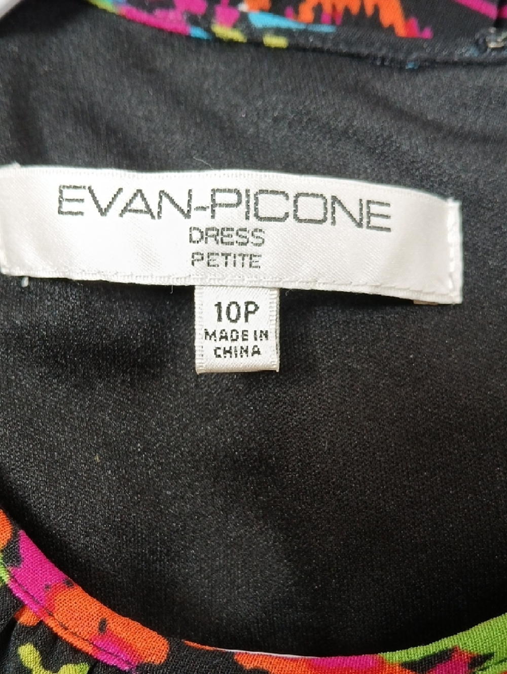 Evan Picone Black Paisley Midi Dress with Bright Multi-Color Print - Picture 2 of 3